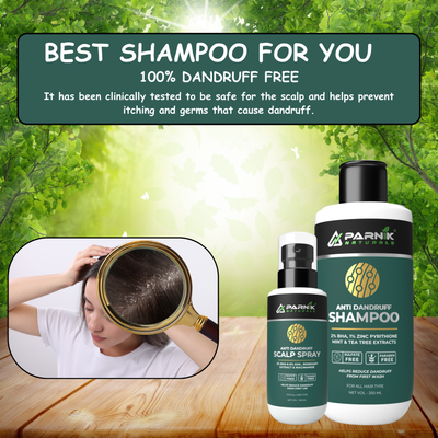 Parnik Naturals Anti-Dandruff Spray & Shampoo Combo | 2-Step Herbal Scalp Therapy for Flake-Free, Healthy Hair