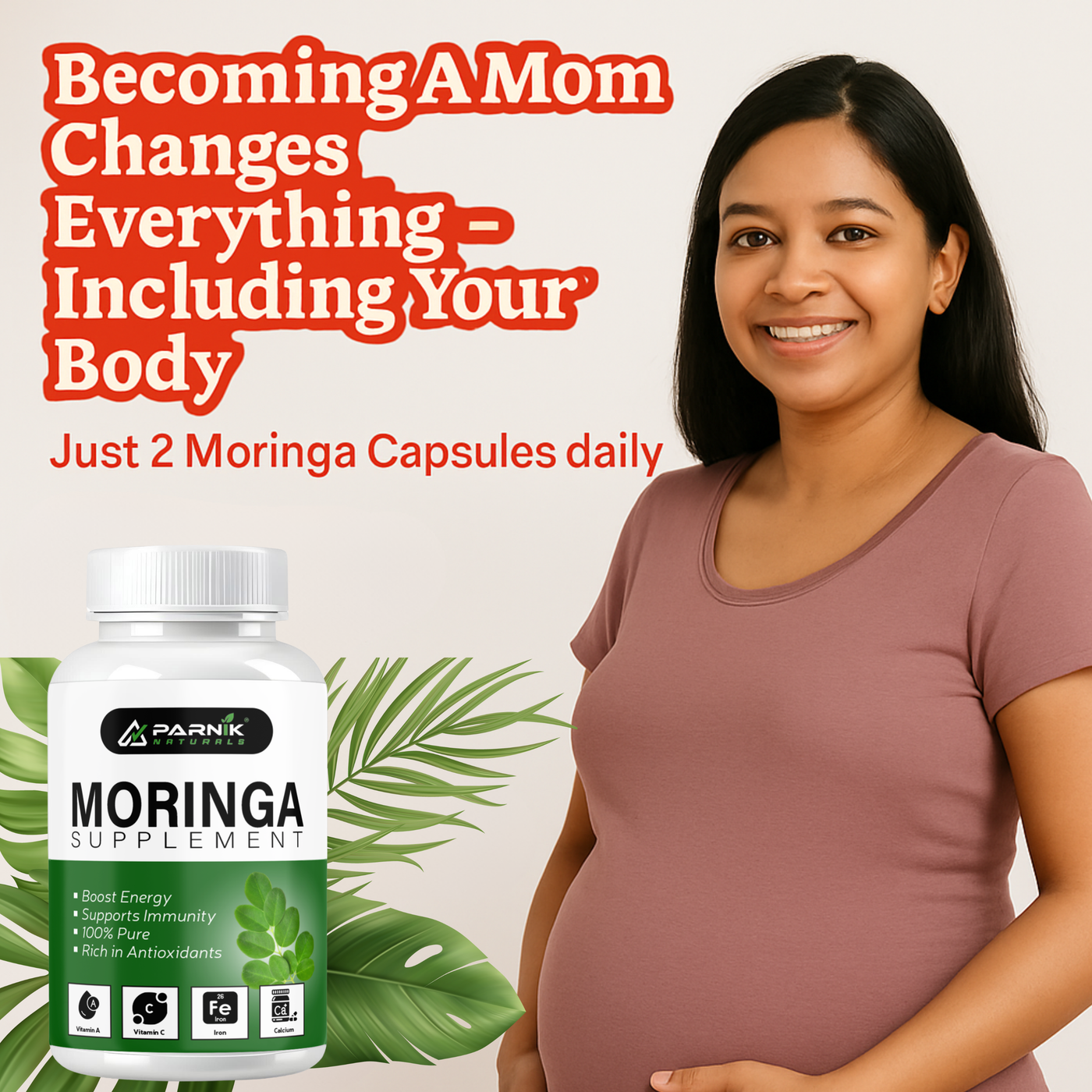 Parnik Naturals Moringa Capsules 60 – Ayurvedic Vegan Herbal Supplement for Immunity, Energy, Detox & Weight Loss