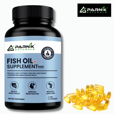 Parnik Naturals Omega-3 Fish Oil 1000mg | EPA DHA Softgels for Heart, Brain, Joint, Eye & Skin Health | Burp-Free Anti-Inflammatory Supplement – 60 Capsules