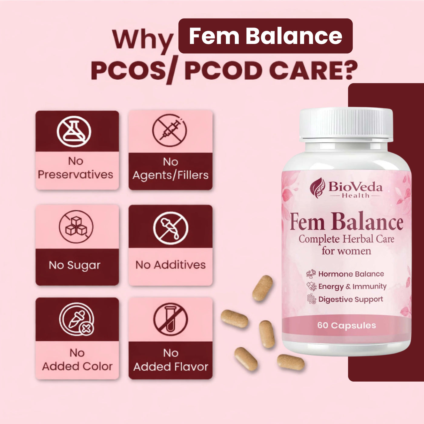 BioVeda Health Fem Balance Capsules – Complete Herbal Care for Women ...