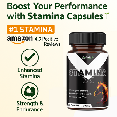 Parnik Naturals Stamina+ 750mg | Stamina & Testosterone Booster for Men | Energy, Strength & Endurance – 60 Capsules