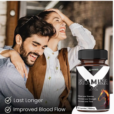 Parnik Naturals Stamina+ 750mg | Stamina & Testosterone Booster for Men | Energy, Strength & Endurance – 60 Capsules